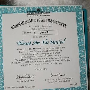 Ashton-Drake Porcelain Doll With Certificate Of Authenticity